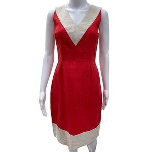 Kate Spade Red Dress with Cream Trip at top and bottom Size 2 SKU 1114